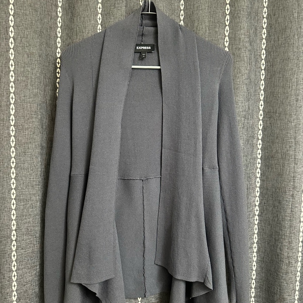 Express Gray Open Front Cardigan